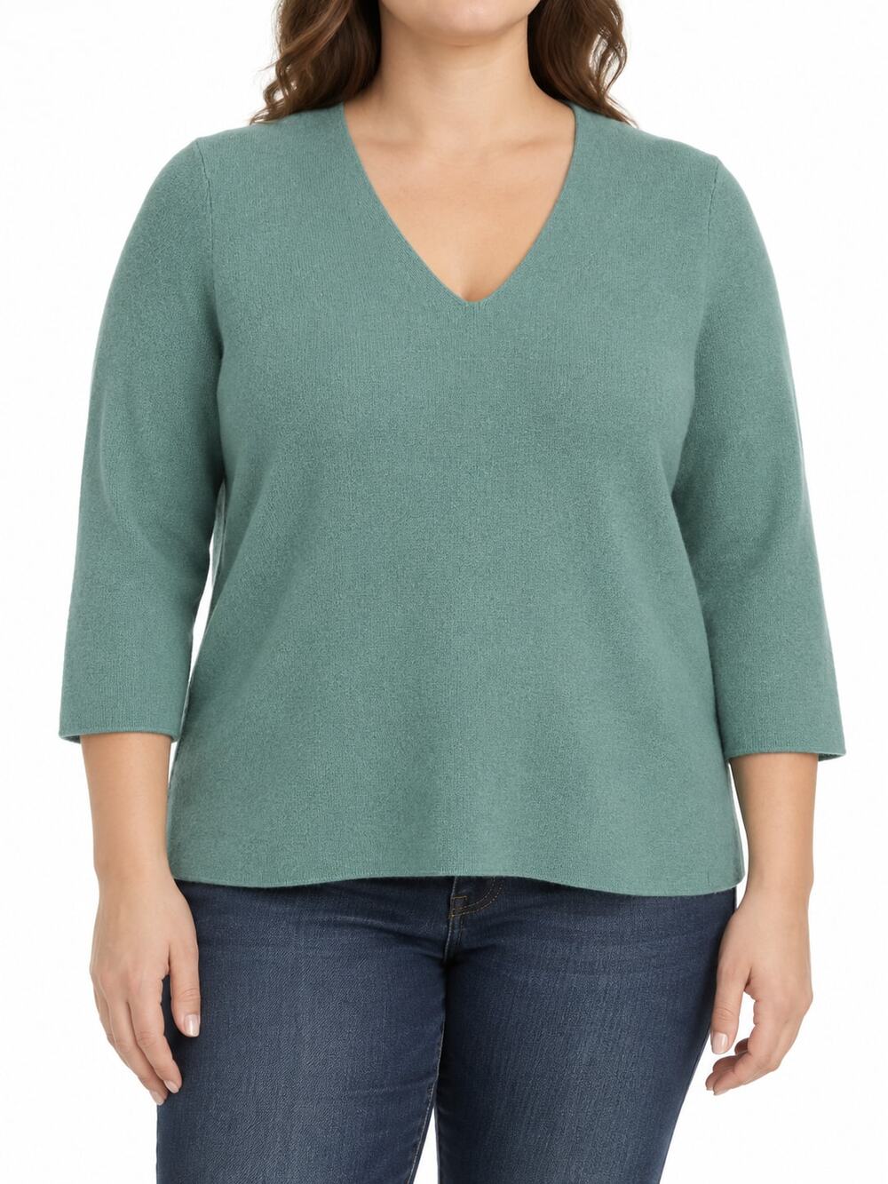 Eileen Fisher Women's Teal  Merino Wool V-Neck Sweater XL (Fits As A Small/Med)